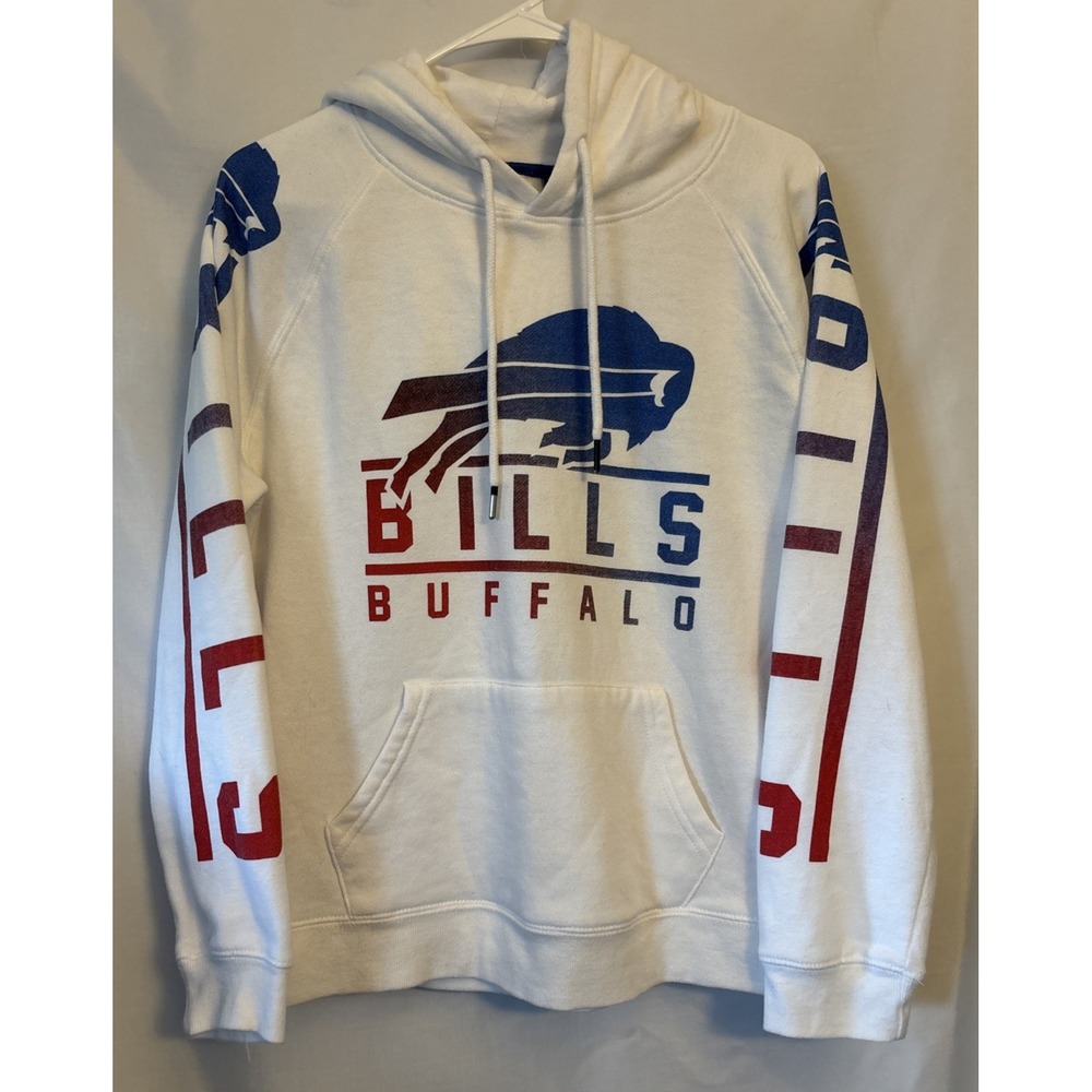 Vintage Buffalo Bills Women's Med Hooded Sweatshirt White